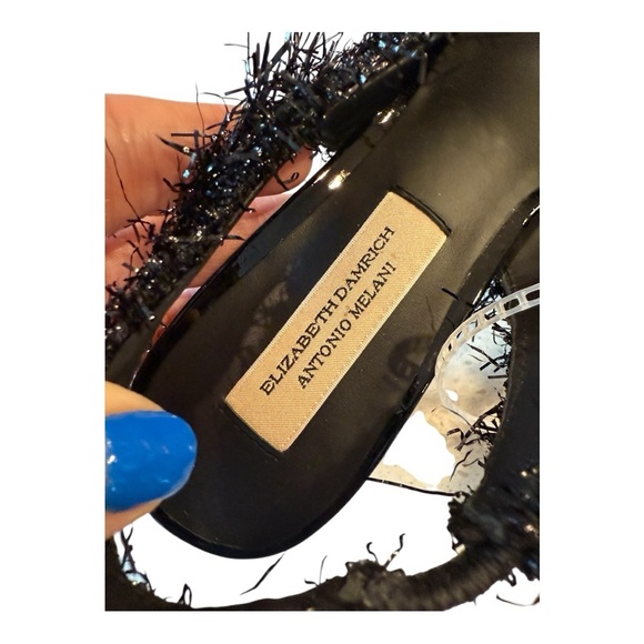 Antonio Melani x Elizabeth Damrich Moon Boucle Frayed Detail Slingback Pumps 6M - Picture 11 of 14